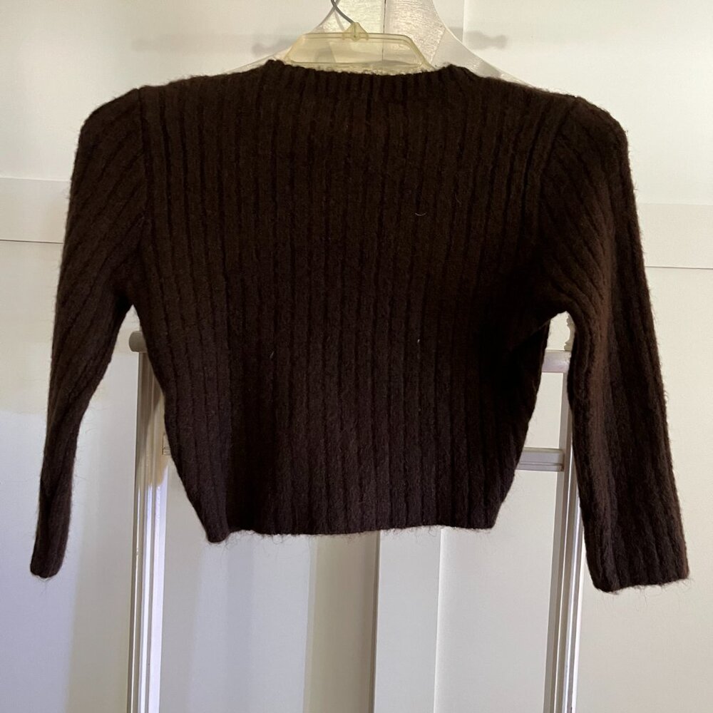 BNWT ZARA cropped knit (S) in allover earth brown - Picture 3 of 5